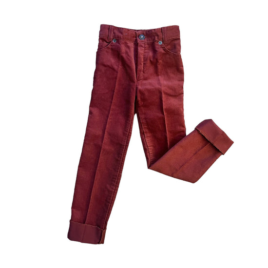 1970s Dark Red Cord Trousers / 4-5Y