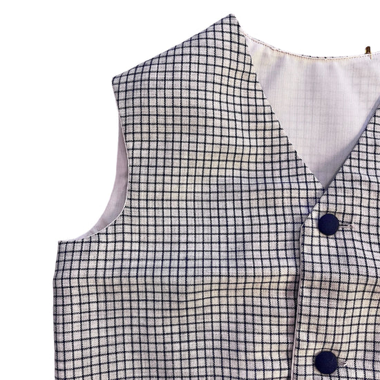 Load image into Gallery viewer, 1960&amp;#39;s Navy Checkered Waistcoat / 4-5Y
