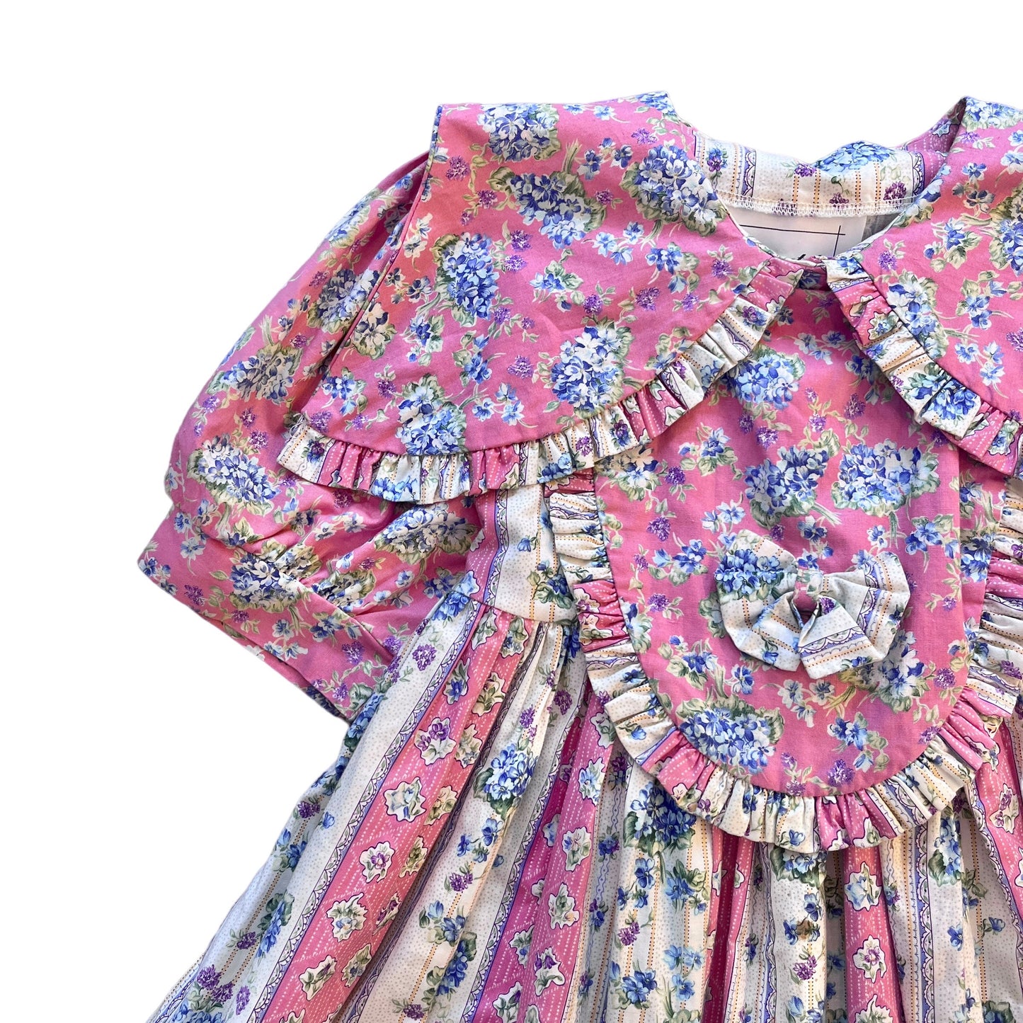 1980s Pink Floral Prairie Dress / 6-8Y