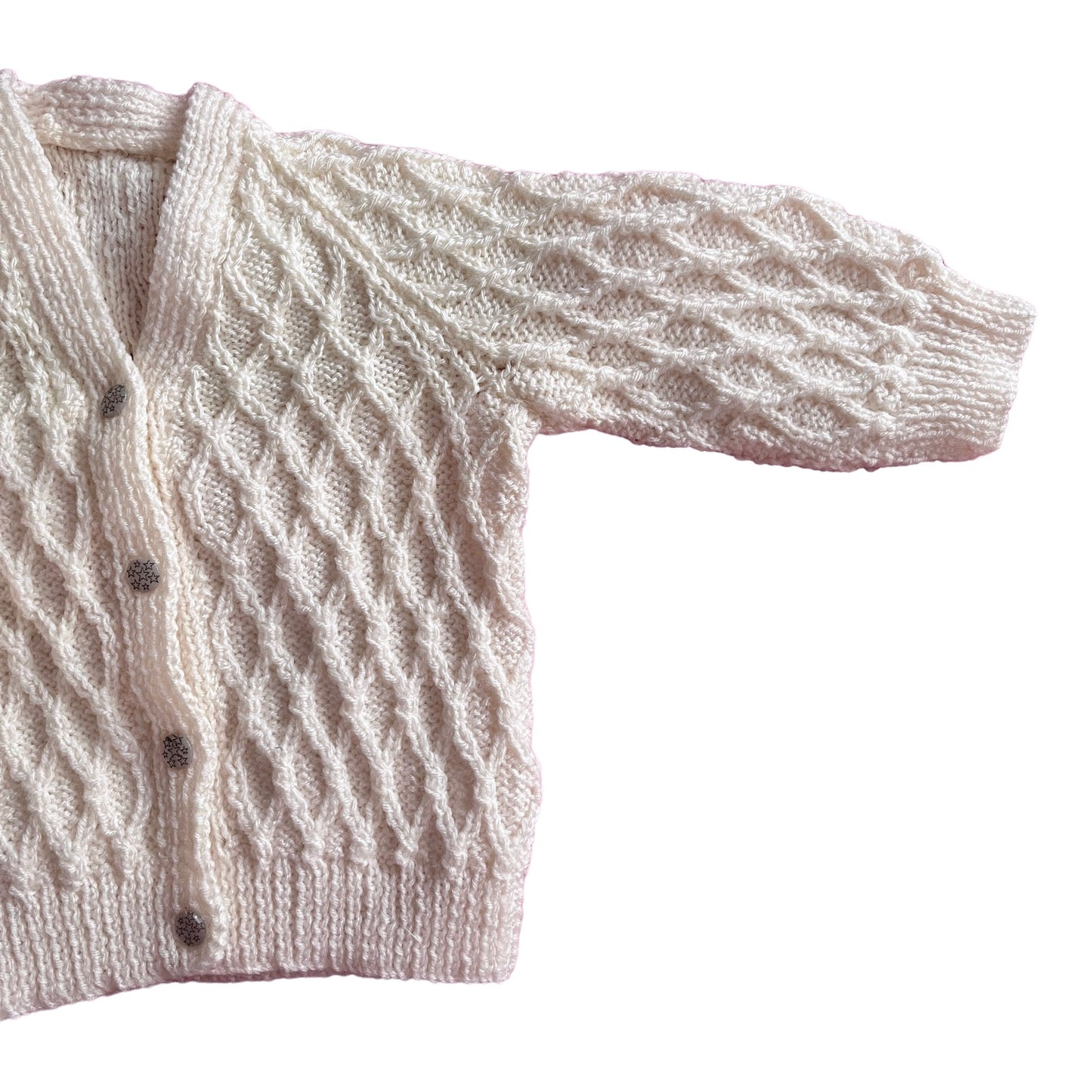 Vintage White Knitted Textured Cardigan 0-6 Months