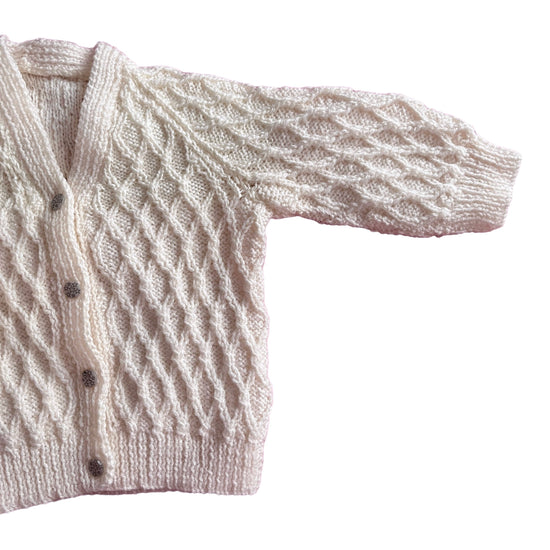 Vintage White Knitted Textured Cardigan 0-6 Months