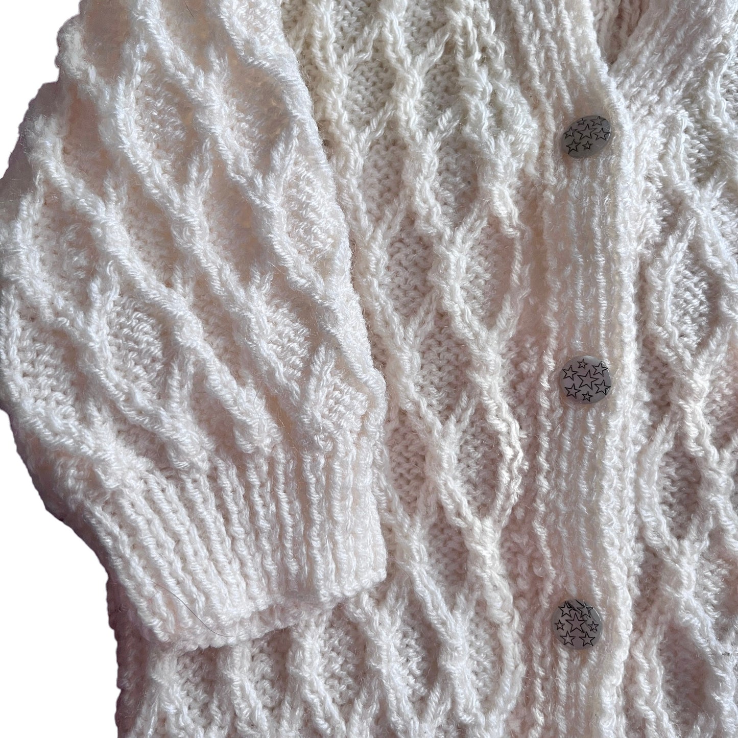 Vintage White Knitted Textured Cardigan 0-6 Months