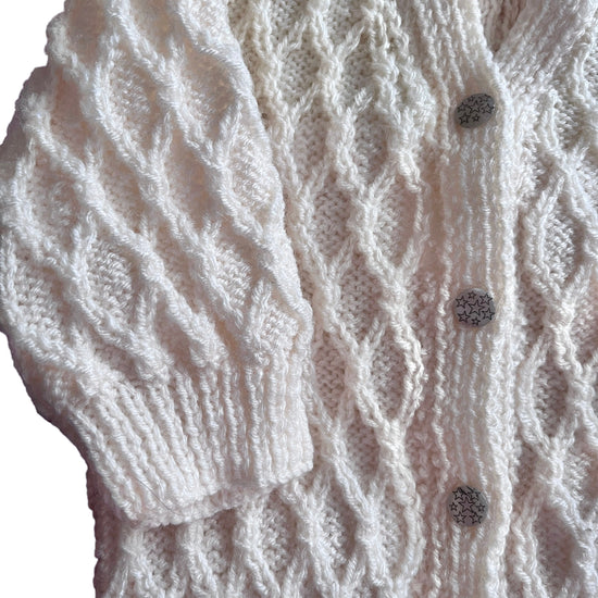 Vintage White Knitted Textured Cardigan 0-6 Months