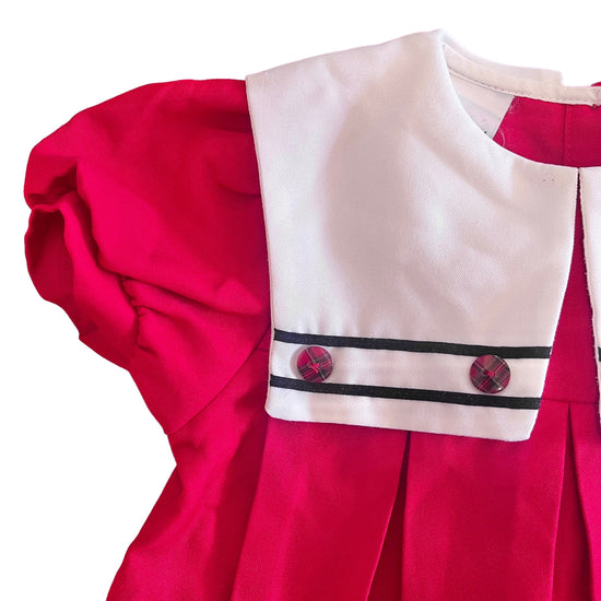 1980s Nautical Red Pleated Dress 2-3Y