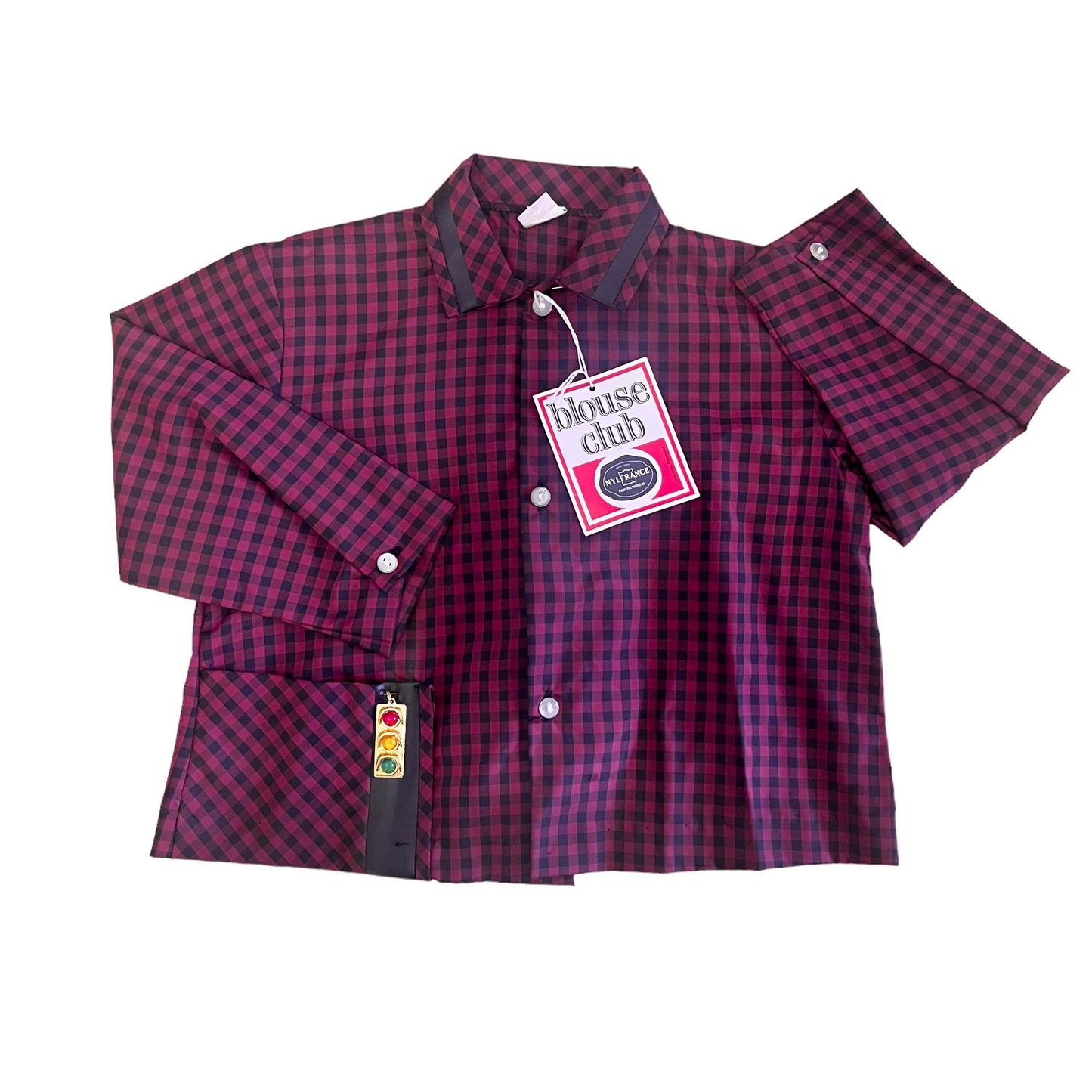 1960's Gingham Nylon School Blouse/ Overshirt / 2-3Y