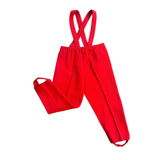 1960's Red Stirrup Pants w/ Braces / 2-3Y