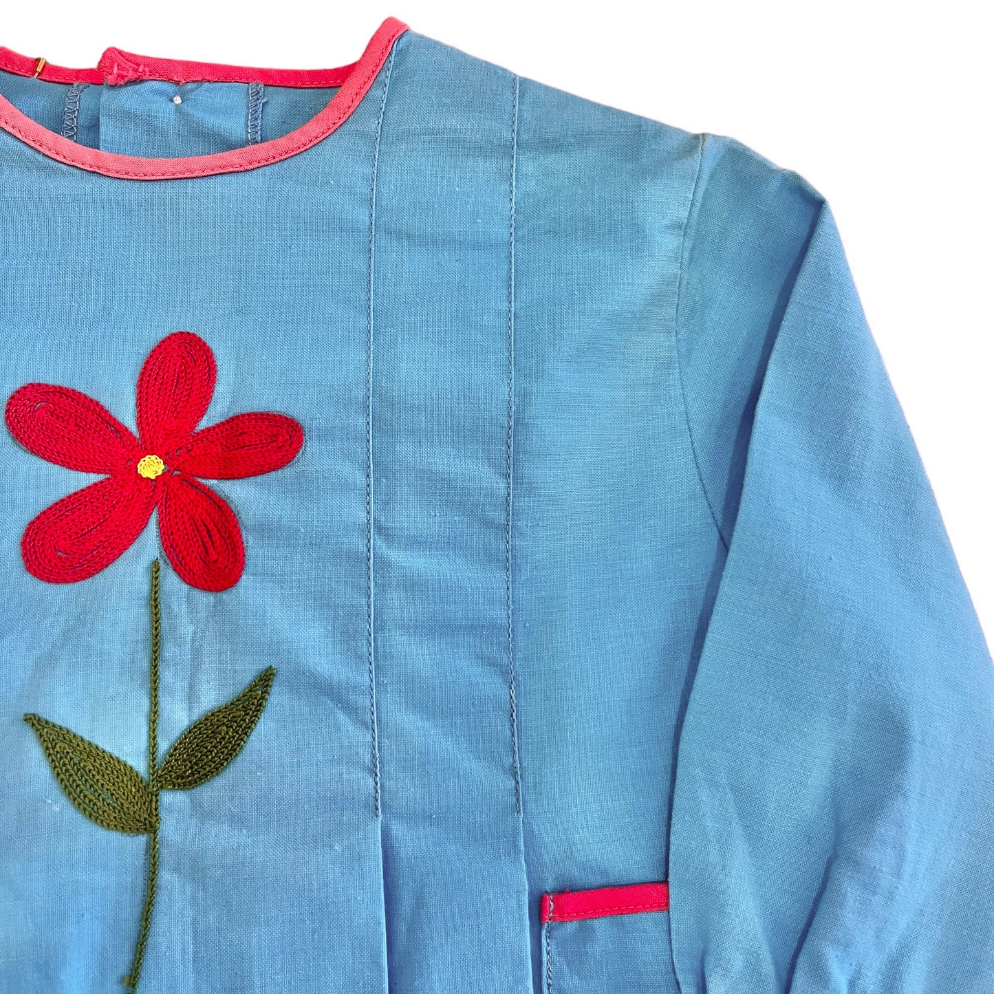 1960's Embroidered Blue Shirt / Blouse 18-24M