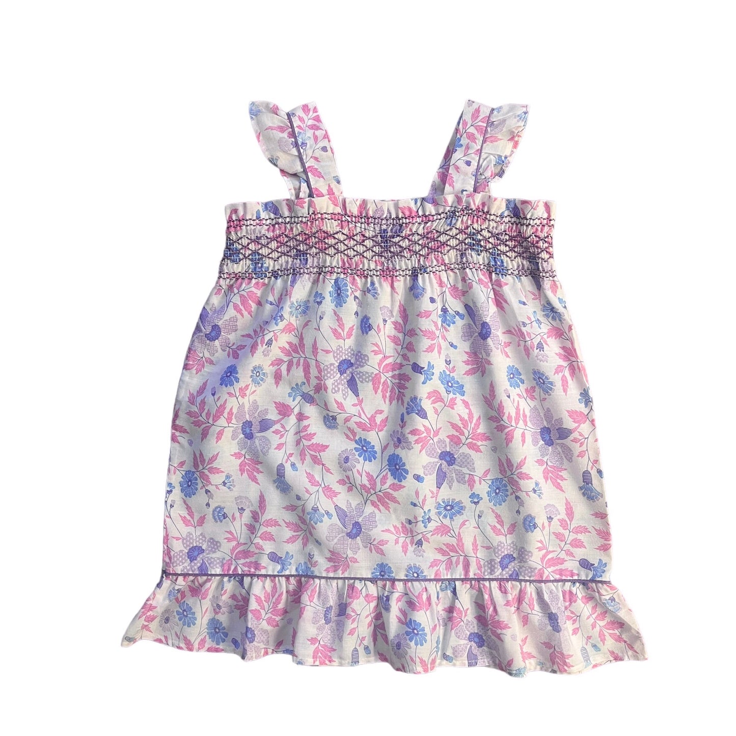 1970's Pink Floral Summer Dress 18-24M