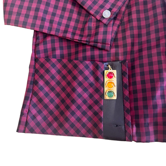 1960's Gingham Nylon School Blouse/ Overshirt / 2-3Y