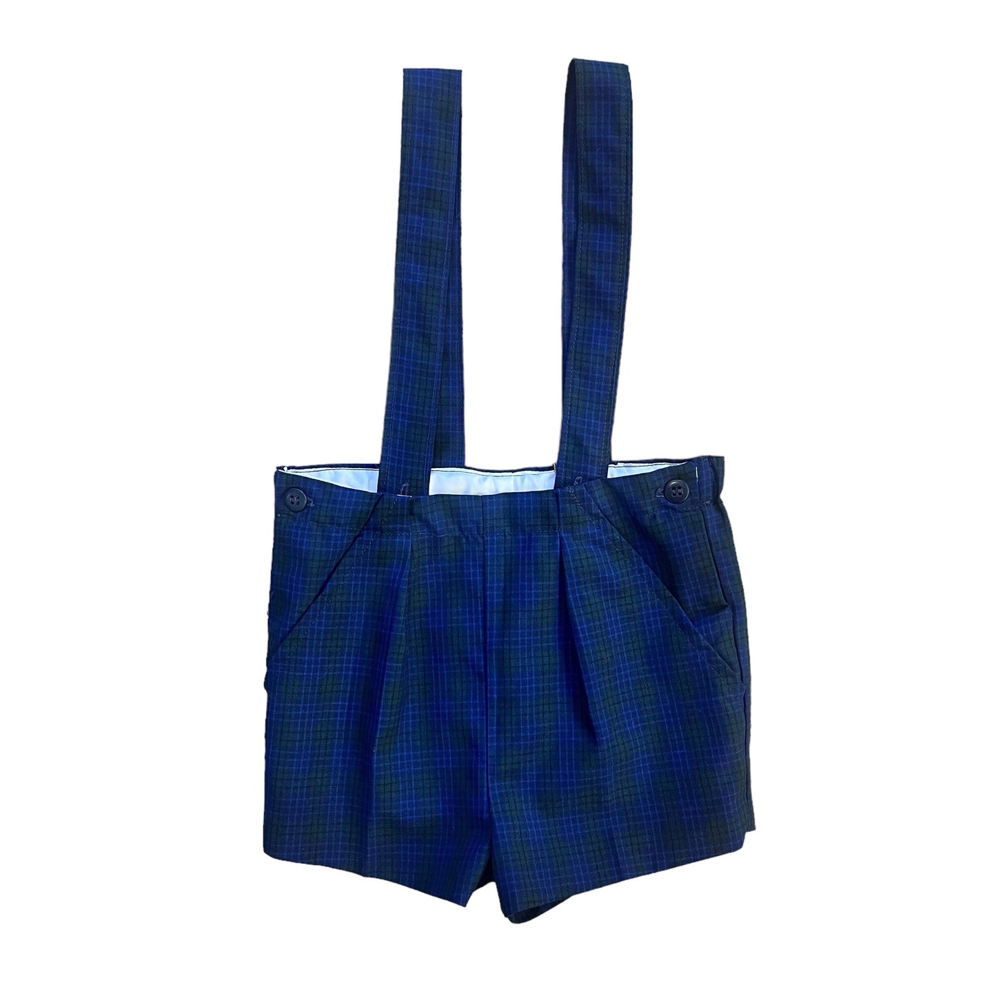 1960s Blue/Green Suspenders Shorts / 18-24M