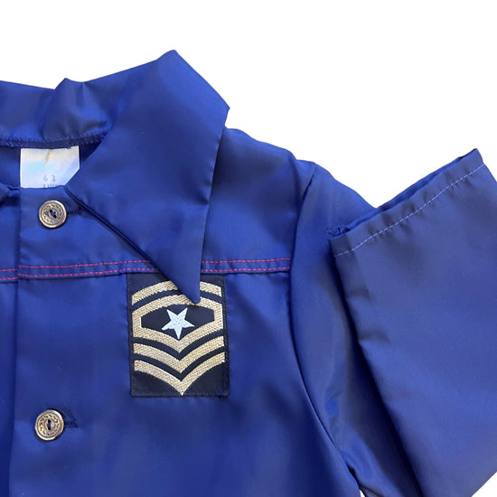 Load image into Gallery viewer, 60&amp;#39;s Navy School Overall Nylon Blouse 18-24m
