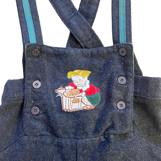 1980's Dark Grey Dungarees 18-24 Months