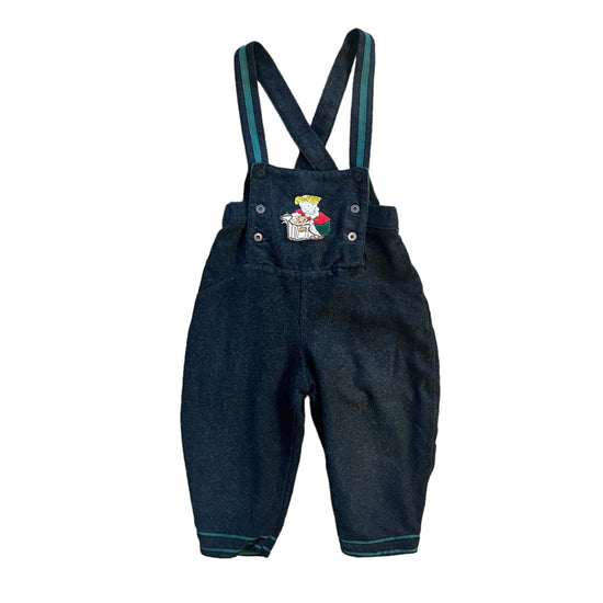 1980's Dark Grey Dungarees 18-24 Months