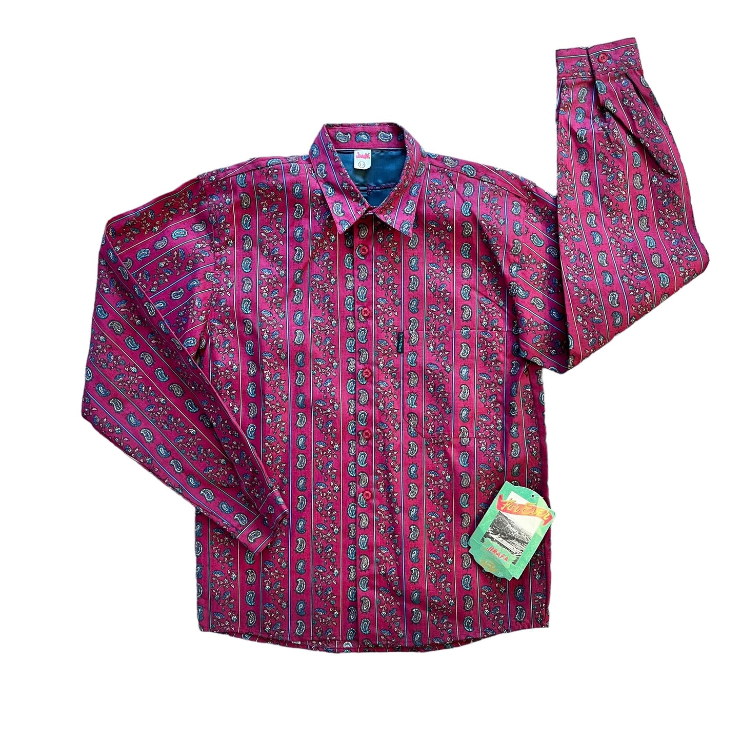 1980s Dark Red Paisley Shirt / 10-12 Years