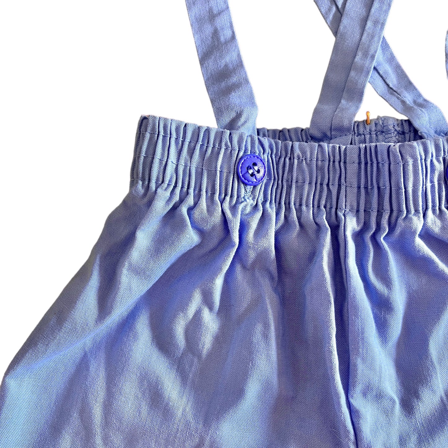 1970s Blue Toddler Suspenders Shorts 12-18 Months