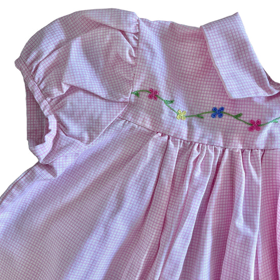 1960's Embroidered Pink Peter Pan Collar Dress 12-18M