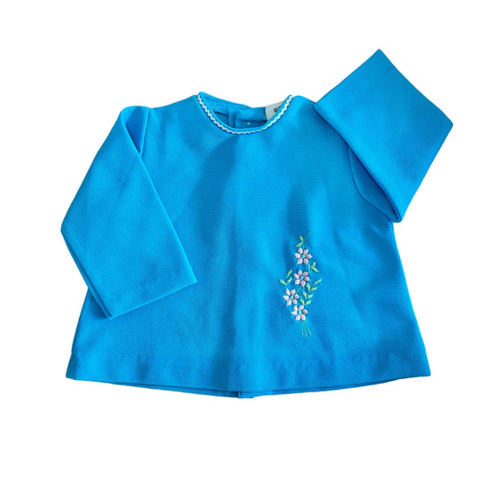 1960's Blue Embroidered Top / 6-9 Months