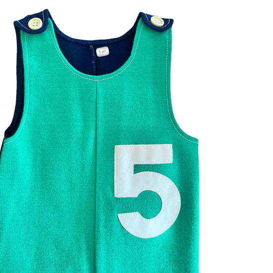 1960's Green "Football" Dungarees / 6-9 Months