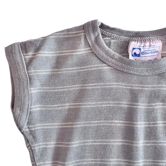 1970's Grey / Green Striped Baby Top / 6-9 Months