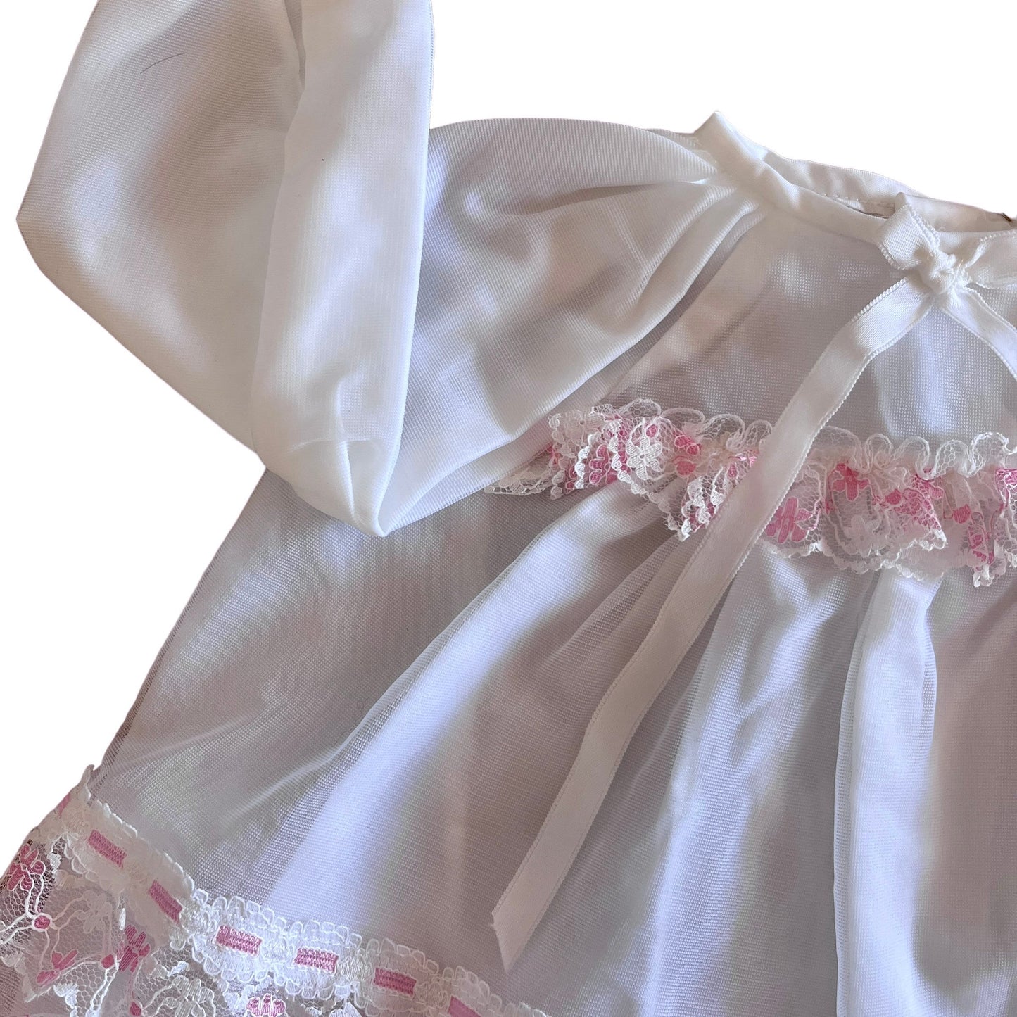 1960's White Sheer / Ruffle Dress / 3-6M