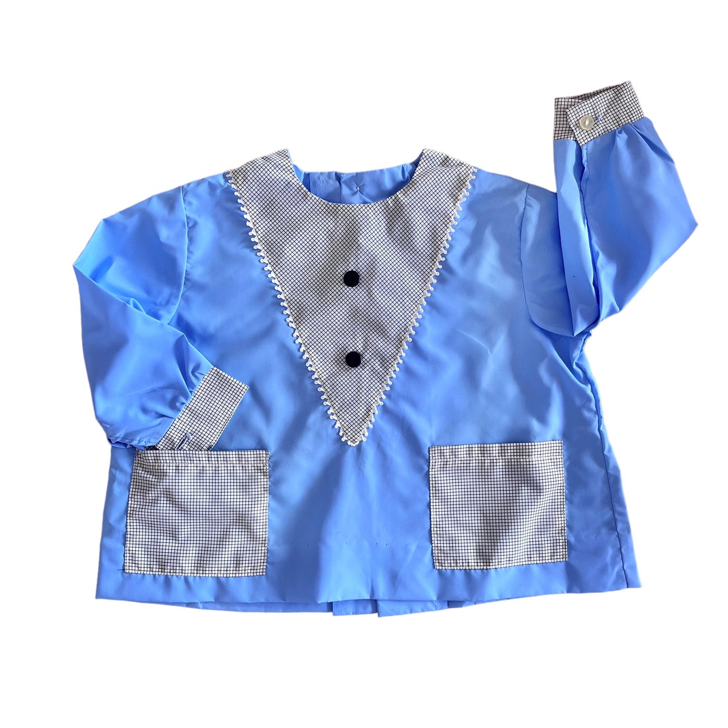 1960s Blue Toddler Nylon Shirt / Blouse / 12-18 Months