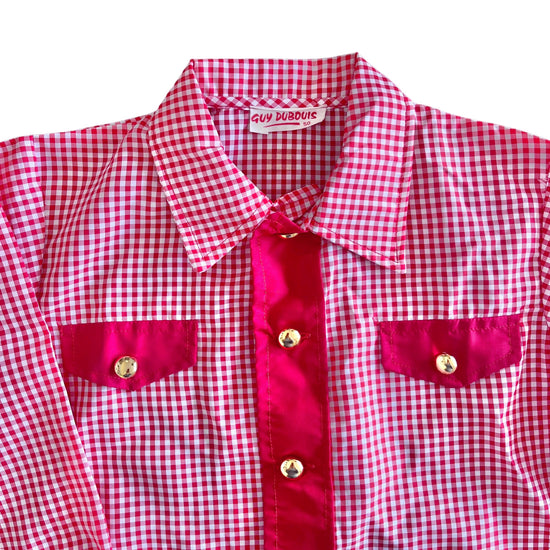 1960's Red Gingham Nylon School Blouse / 3-4Y