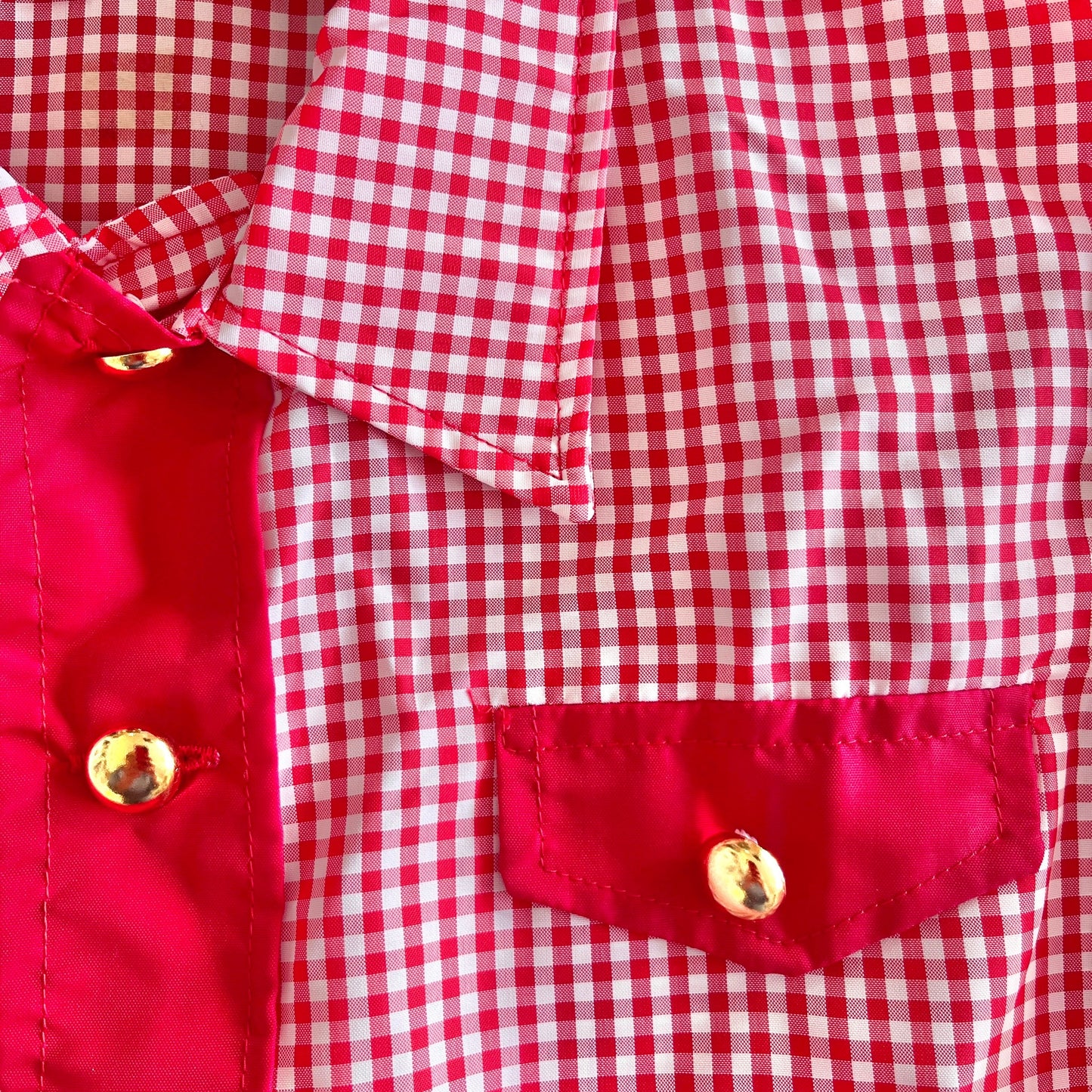 1960's Red Gingham Nylon School Blouse / 3-4Y