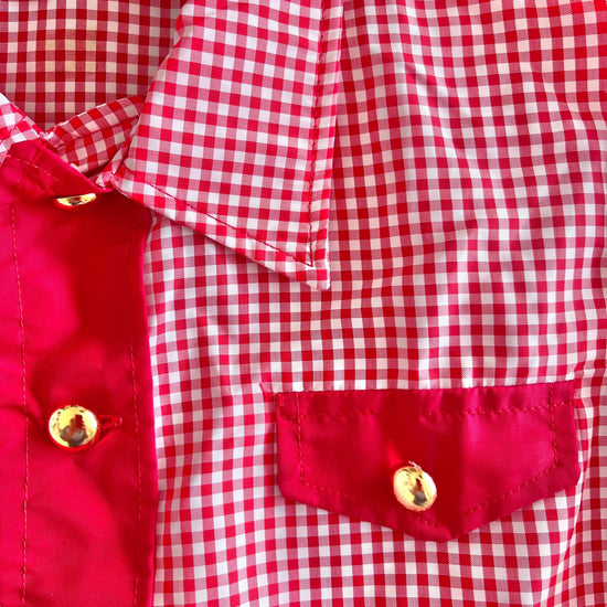 1960's Red Gingham Nylon School Blouse / 3-4Y