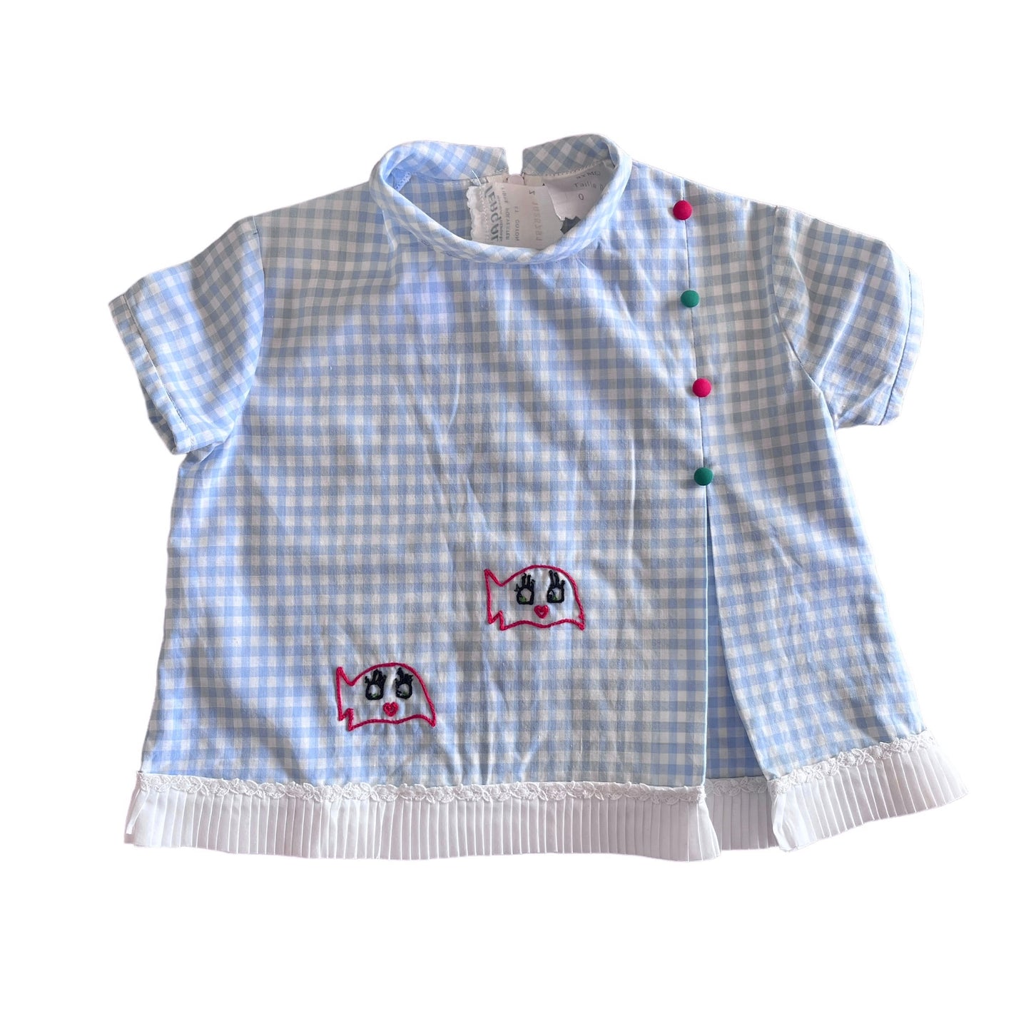 1960's Blue Gingham Top / Dress / 3-6M