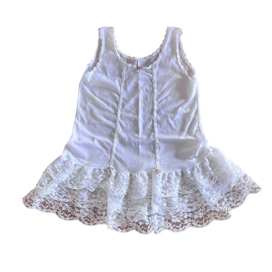 1960's White Nylon Frilled Petticoat Dress / 18-24 Months