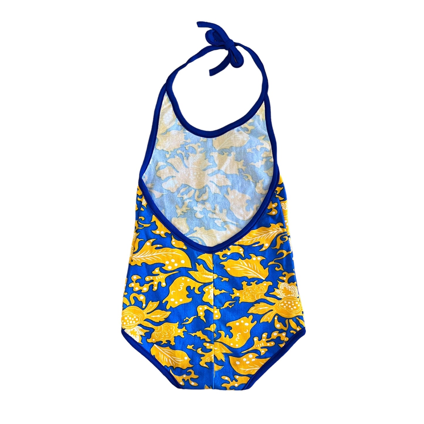 70's Blue / Yellow Printed Swimming Suit / 5-6Y and 6-8Y
