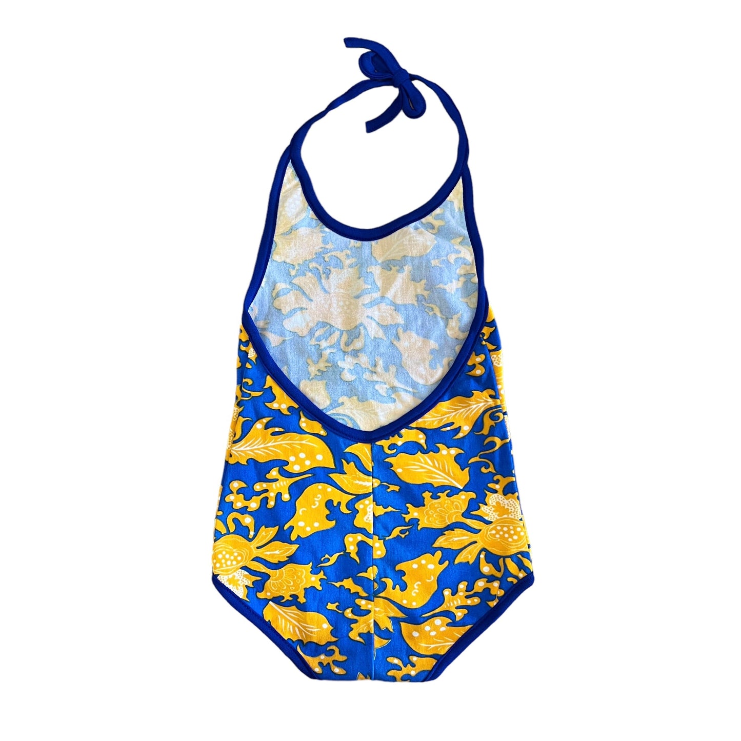 70's Blue / Yellow Printed Swimming Suit / 5-6Y and 6-8Y