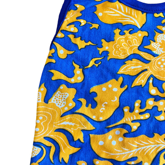 70's Blue / Yellow Printed Swimming Suit / 5-6Y and 6-8Y