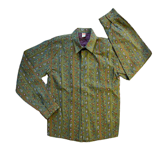 1980s Green Paisley Shirt / 10-12 Years
