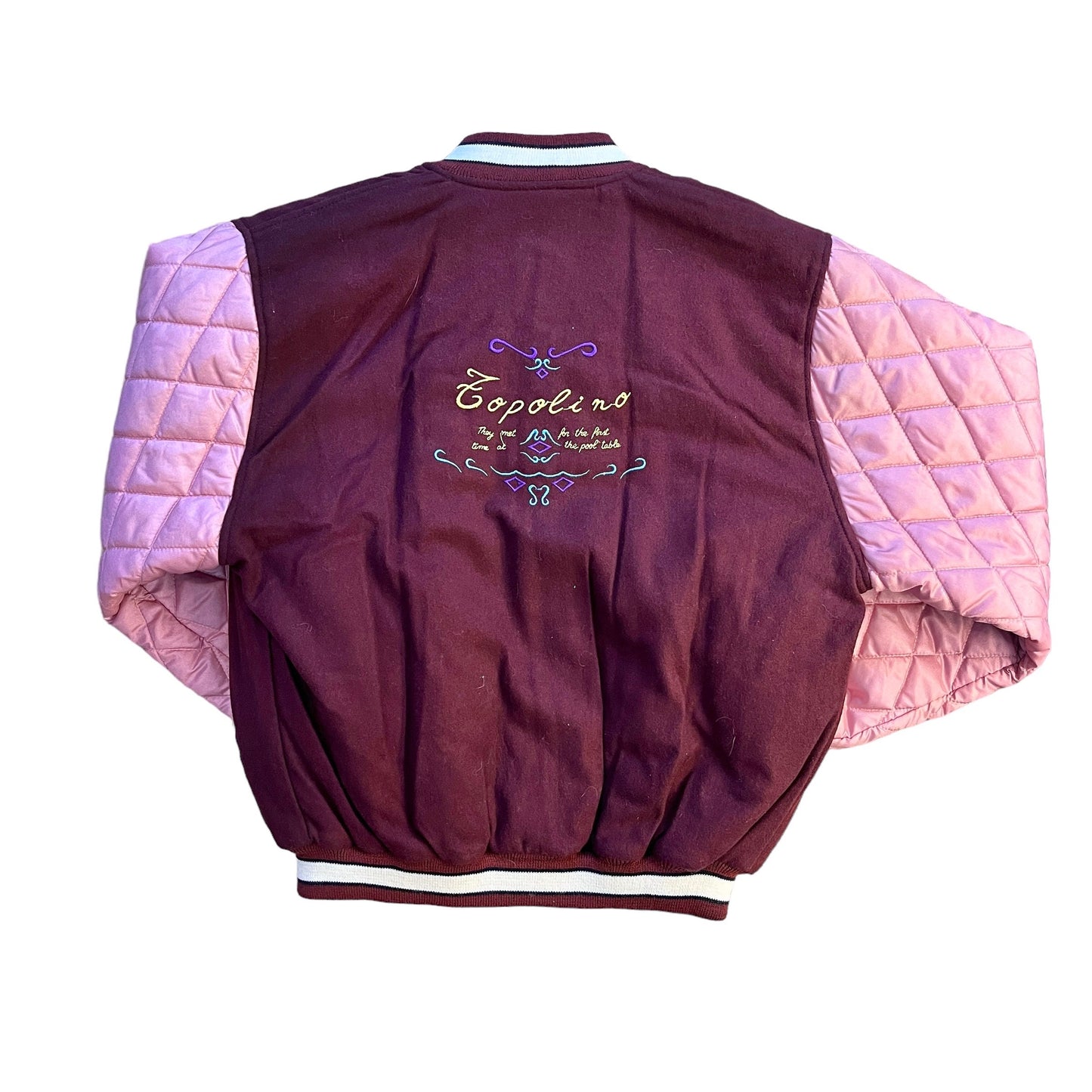 1980's Pink Padded Wool Varsity Jacket 10-12Y