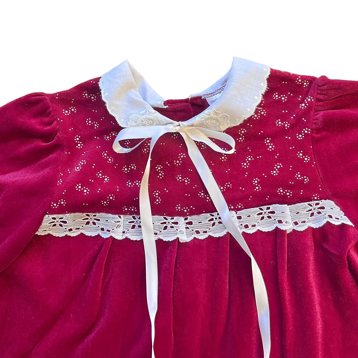 1970's Dark Red Velvet Dress / 6-8Y