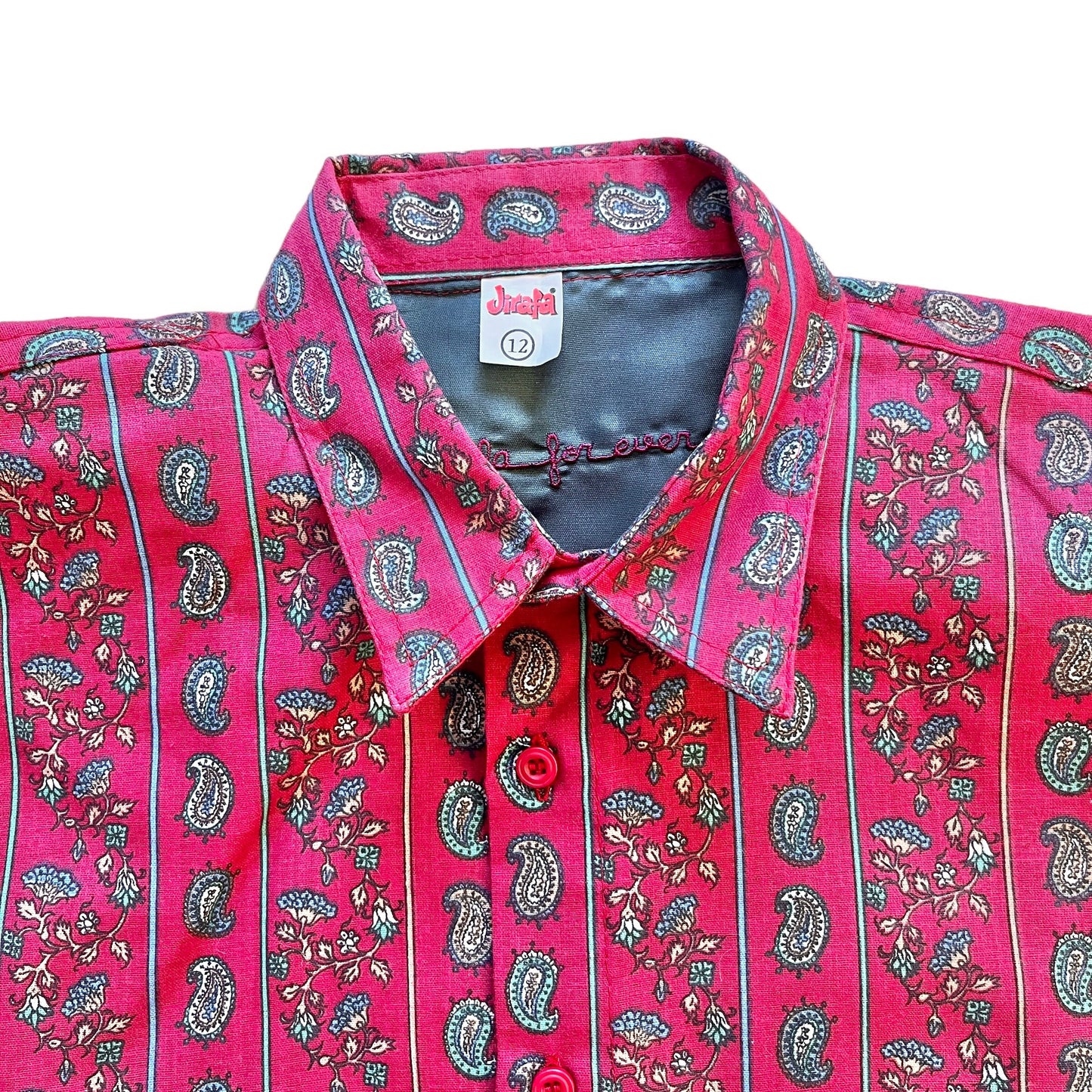 1980s Dark Red Paisley Shirt / 10-12 Years