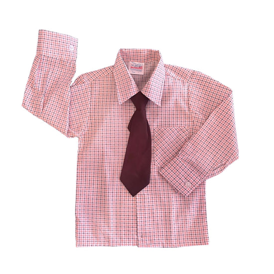 Vintage 1970's Check Shirt + Tie / 9-12M