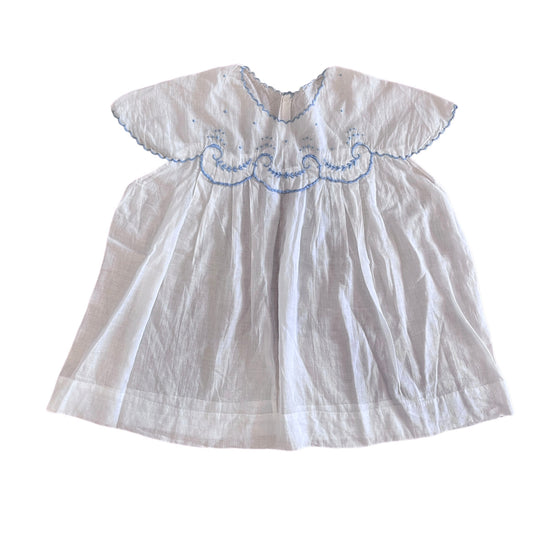 1960s White Delicate Embroidered Dress / 9-12 Months