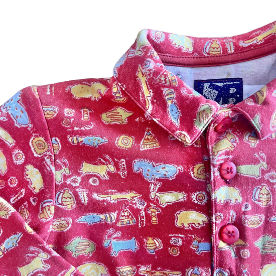 1980's Red Printed Shirt / 9-12M