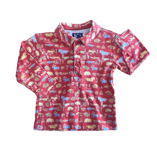 1980's Red Printed Shirt / 9-12M