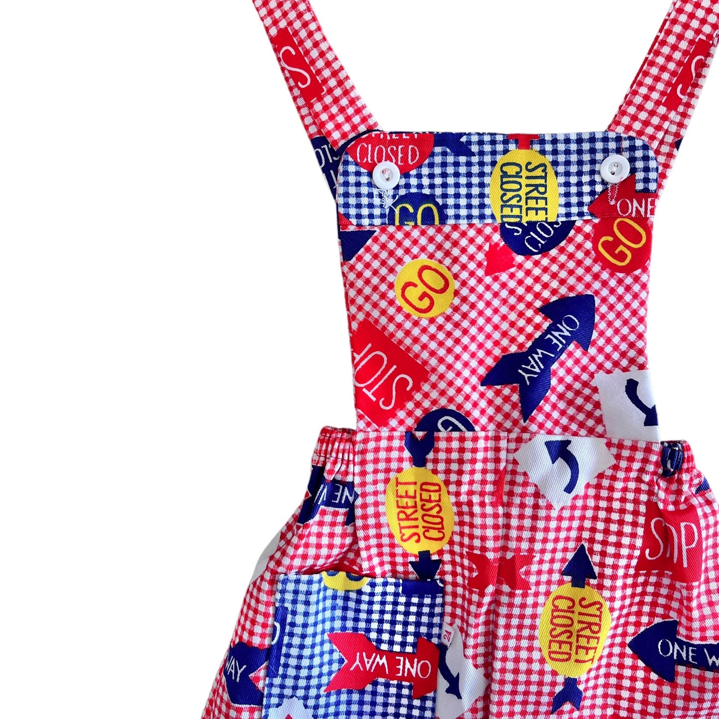 1960's Red Printed Dungarees / 6-9 Months