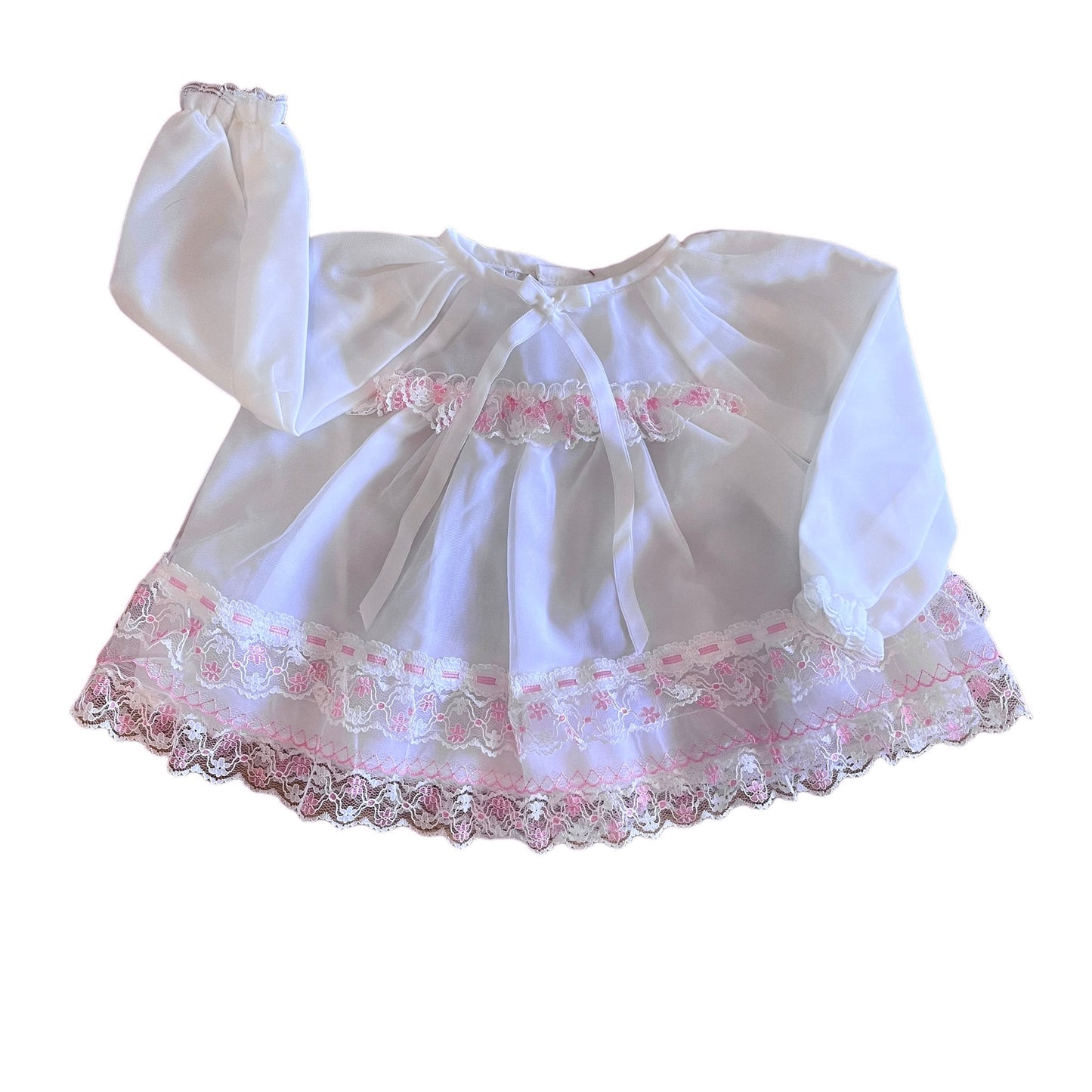 1960's White Sheer / Ruffle Dress / 3-6M