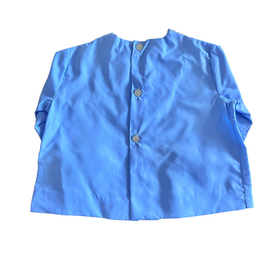 1960s Blue Toddler Nylon Shirt / Blouse / 12-18 Months