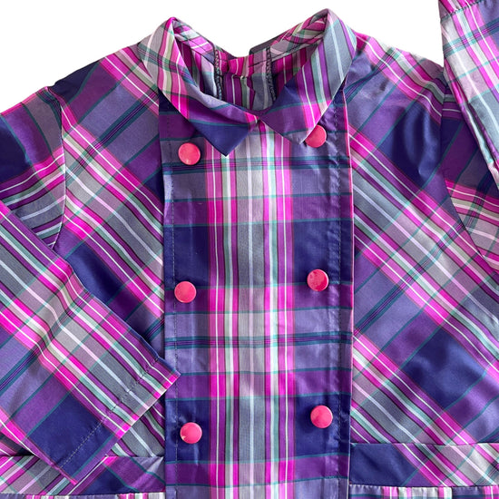 1960's Check Purple School Blouse/ Dress / 18-24M