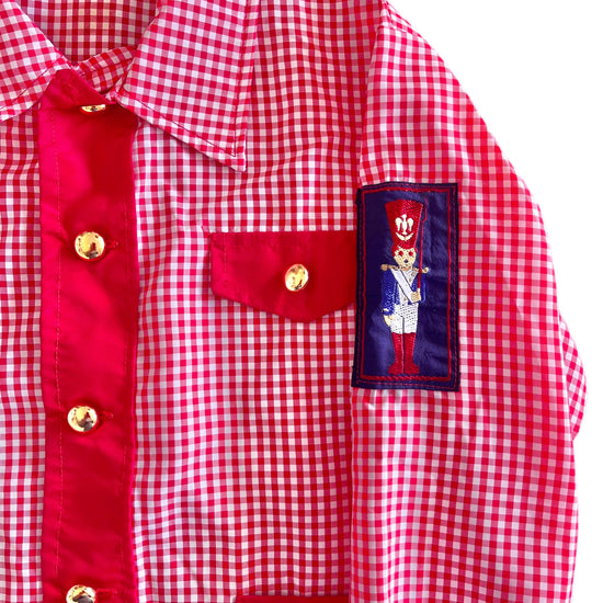 1960's Red Gingham Nylon School Blouse / 3-4Y