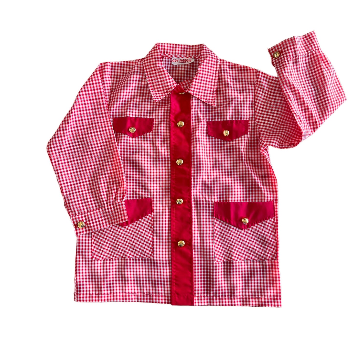 1960's Red Gingham Nylon School Blouse / 3-4Y