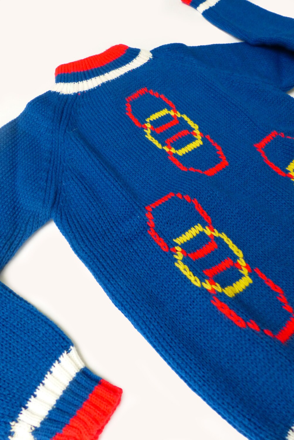 70's Chunky Knitted Blue Jumper New Stock 6-8 Years