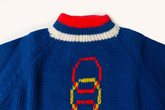 70's Chunky Knitted Blue Jumper New Stock 6-8 Years