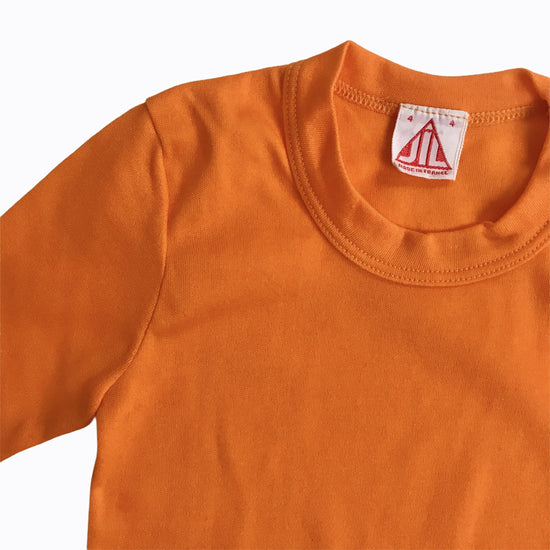 Vintage 70s Orange Nylon Deadstock Toddler Tee Shirt French Made 18-24 Months-Tops-Petit Pays Vintage